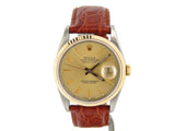 Pre Owned Mens Rolex Two-Tone Datejust with a Gold Champagne Dial 16233