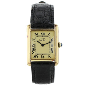Cartier tank must khaki silver gilt watch