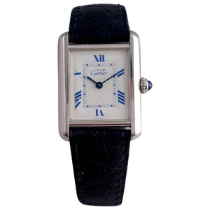 Cartier tank must white silver watch