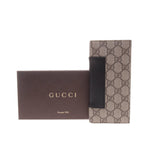 Gucci 386836 Beige/Ebony GG Supreme Canvas with Black Leather Bi-fold Long Walle
