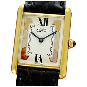 Cartier tank must gold silver gilt watch