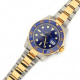 PRE OWNED MENS ROLEX TWO-TONE SUBMARINER CERAMIC WITH A BLUE DIAL 116613