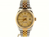 Pre Owned Mens Rolex Two-Tone Datejust with a Gold Tapestry Dial 16013