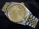 Pre Owned Mens Rolex Two-Tone Datejust with a Gold Diamond Dial 16233