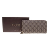 Gucci 307982 Beige/Ebony GG Supreme Canvas Zip Around Long Wallet