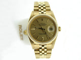 Pre Owned Mens Rolex Yellow Gold Datejust with a Gold Champagne Dial 16238
