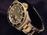 PRE OWNED MENS ROLEX TWO-TONE SUBMARINER DATE WITH A BLACK DIAL 1680