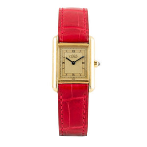 Cartier tank must khaki silver gilt watch