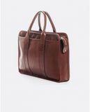 FRANK CLEGG TUMBLED LEATHER ZIP BRIEFCASE: CHESTNUT