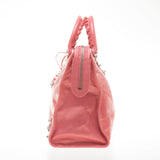 Balenciaga Pink Lambskin Silver Giant 12 City Motorcycle Handbag