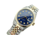 Pre Owned Mens Rolex Two-Tone Datejust with a Blue Diamond Dial 16013