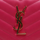 YSL / Saint Laurent 379039 Fuchsia Calfskin Matelasse Pouch