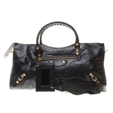 Balenciaga Black Lambskin Gold Giant 12 Part-Time Motorcycle Handbag