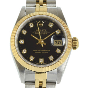 Rolex datejust 31mm black gold and steel watch