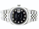 Pre Owned Mens Rolex Stainless Steel Datejust with a Black Diamond Dial 1601