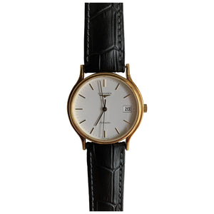 Longines presence black yellow gold watch