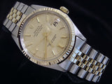 Pre Owned Mens Rolex Two-Tone Datejust with a Gold Linen Dial 1601