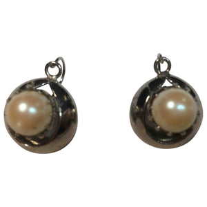 Non Signé / Unsigned art déco white steel earrings