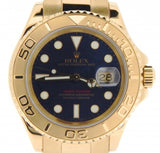 PRE OWNED MENS ROLEX YELLOW GOLD YACHT-MASTER DATE WITH A BLUE DIAL 16628
