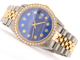 Pre Owned Mens Rolex Two-Tone Diamond Datejust with a Blue Dial 16233