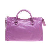 Balenciaga 281770 Light Purple Lambskin Silver Giant 12 City Motorcycle Handbag