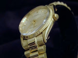 PRE OWNED MENS ROLEX YELLOW GOLD OYSTER PERPETUAL WITH A SILVER DIAL 1005