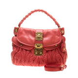 Miu Miu Orange Red Matelasse Nappa Leather Coffer Handbag