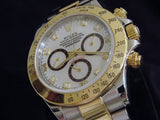 PRE OWNED MENS ROLEX TWO-TONE DAYTONA WITH A WHITE MOP DIAMOND DIAL 116523