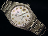 Pre Owned Mens Rolex Stainless Steel Datejust White MOP Diamond 16030