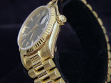 Pre Owned Mid Size Rolex Yellow Gold Datejust President with a Blue Dial 68278