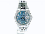 Pre Owned Mens Rolex Stainless Steel Datejust Diamond Blue MOP 16014