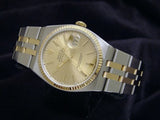 PRE OWNED MENS ROLEX TWO-TONE OYSTERQUARTZ DATEJUST GOLD CHAMPAGNE 17013