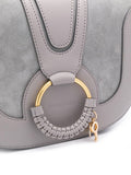 Small Hana Mottey Grey Leather & Suede Shoulder Bag