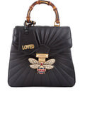 Queen Margaret Black quilted Leather Backpack