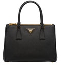 Galleria Saffiano Small Black Leather Tote Bag