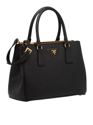 Galleria Saffiano Small Black Leather Tote Bag