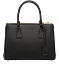 Galleria Saffiano Small Black Leather Tote Bag