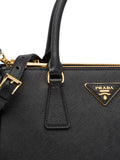 Galleria Saffiano Small Black Leather Tote Bag