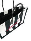 Noel Stripped Canvas Shopping Tote Bag
