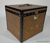 1900s Louis Vuitton Woven Monogram Hat Trunk with Key