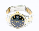 Pre Owned Mens Rolex Two-Tone Datejust with a Black Diamond Dial 1601