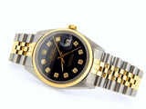 Pre Owned Mens Rolex Two-Tone Datejust with a Black Diamond Dial 16013