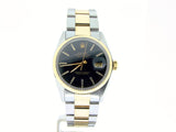 Pre Owned Mens Rolex Two-Tone Datejust with a Black Dial 16013