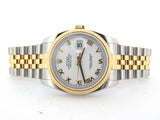 Pre Owned Mens Rolex Two-Tone Datejust with a White Roman Dial 116233
