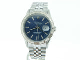 Pre Owned Mens Rolex Stainless Steel Datejust with a Blue Dial 16264