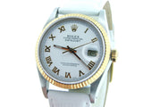 Pre Owned Mens Rolex Two-Tone Datejust with a White Roman Dial 16013