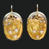 Victorian gold earrings with seed pearls