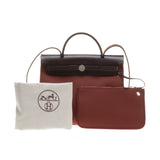 Hermes Brick Red Canvas with Brown Leather Herbag Zip 31cm (P Stamp)
