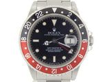 PRE OWNED MENS ROLEX STAINLESS STEEL GMT MASTER II WITH A BLACK DIAL 16710