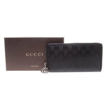 Gucci 307982 Black GG Imprime Leather Zip Around Long Wallet